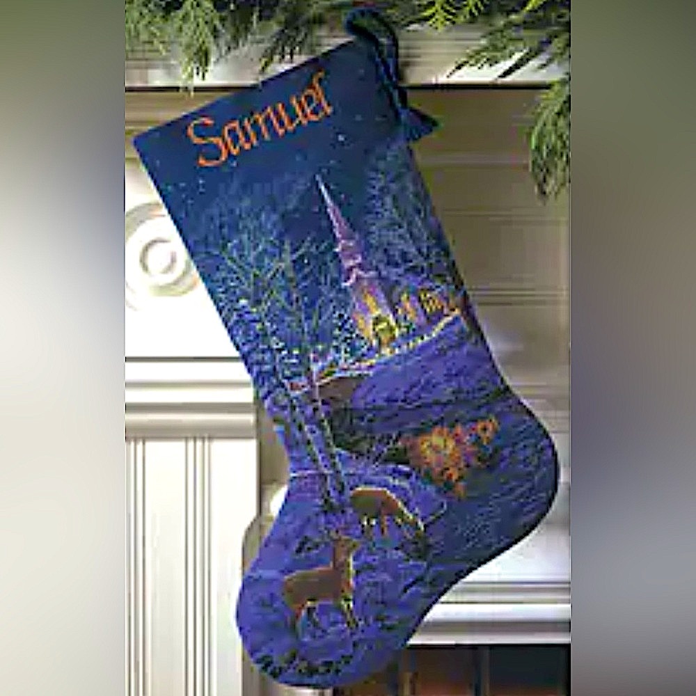 NIP Gold Collection Peaceful Evening Christmas Stocking Cross Stitch Kit 8681